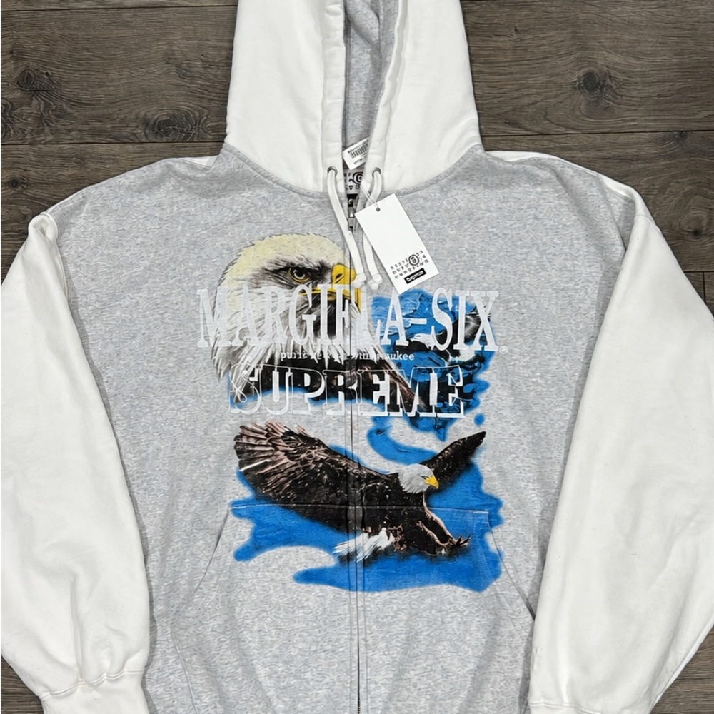 Supreme®/MM6 Maison Margiela Eagle Zip Up White Grey Size L Ships Same Day!